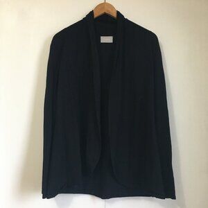Quiet Luxury Office Siren Cyrus Black Rayon Open Cardigan - Large